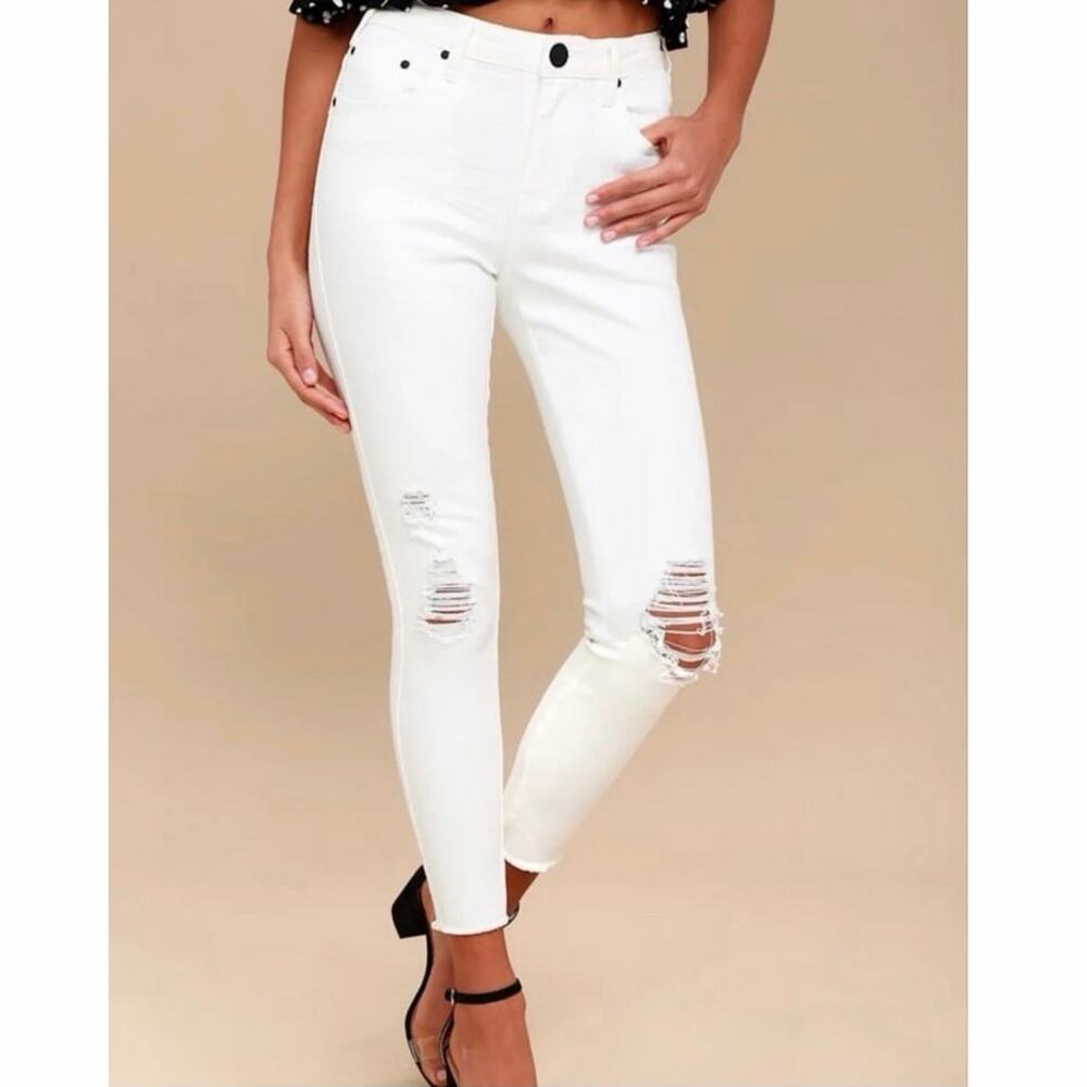 NWT One Teaspoon Sz26 High Waist Freebirds II True White Distressed Skinny Jeans